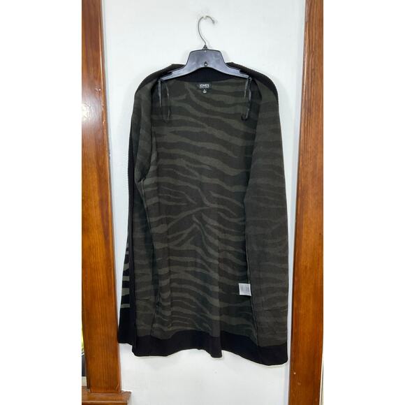 Jones New York Open Front Zebra Print Knit Cardigan Size Small Front Pockets - Picture 3 of 7
